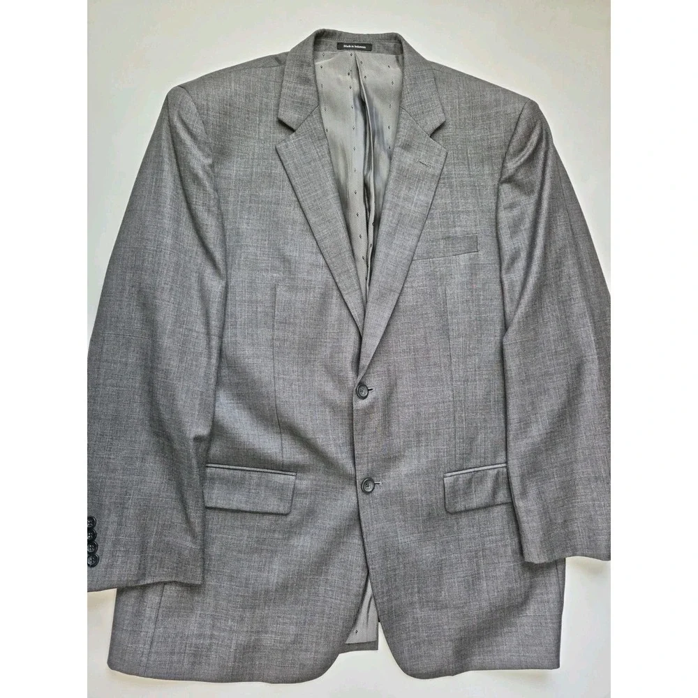 Joseph & Feiss Mens Sports Coat 44L Gray Wool 2 Button Blazer Jacket
